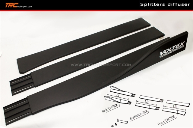 ครอบสเกิร์ตข้าง VOLTEX ยาว 220 cm.  สีดำ ออกแบบให้ตัดและต่อได้ สามรถติดตั้งได้ทุกรุ่น (Side Diffuser)